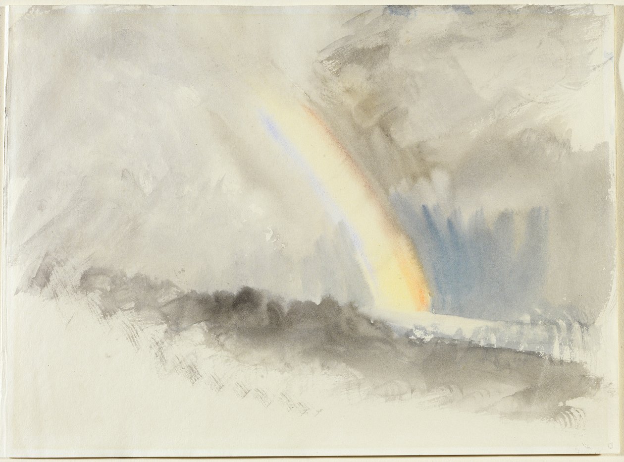 Myrskyinen maisema sateenkaaren kanssa, n.1824 (wc paperilla) tekijältä Joseph Mallord William Turner
