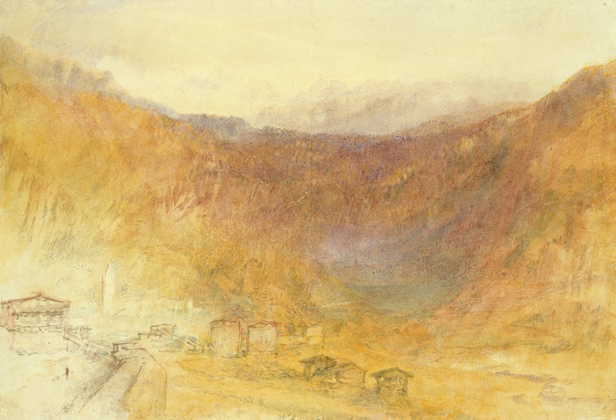 Brunigin sola Meiringenistä, Sveitsi (Wc paperille) tekijältä Joseph Mallord William Turner