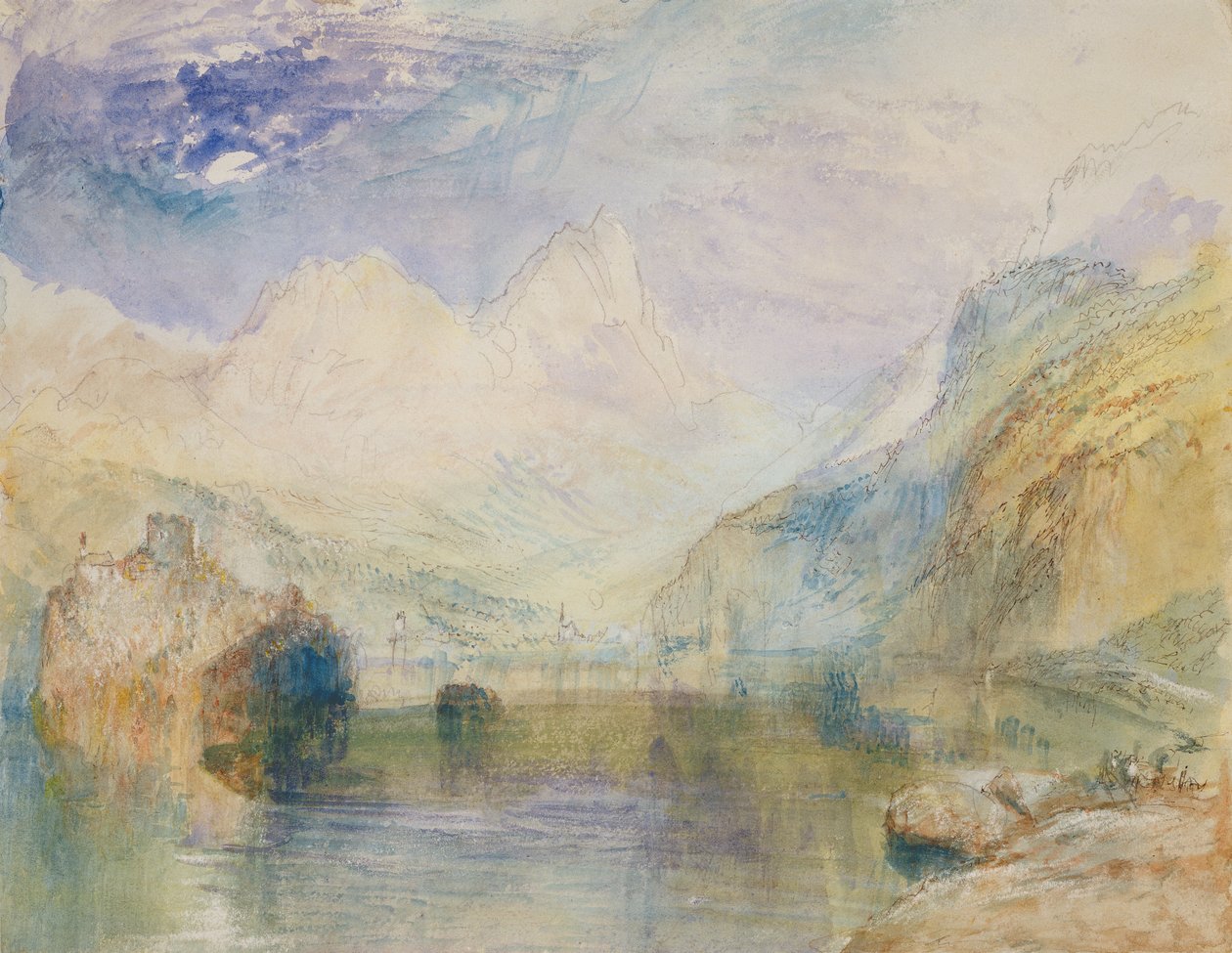 Lauerzersee Schwyzin ja Mythenin kanssa tekijältä Joseph Mallord William Turner