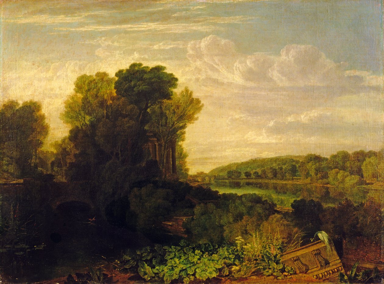 Thames Weybridgessä, n. 1807-1010 tekijältä Joseph Mallord William Turner