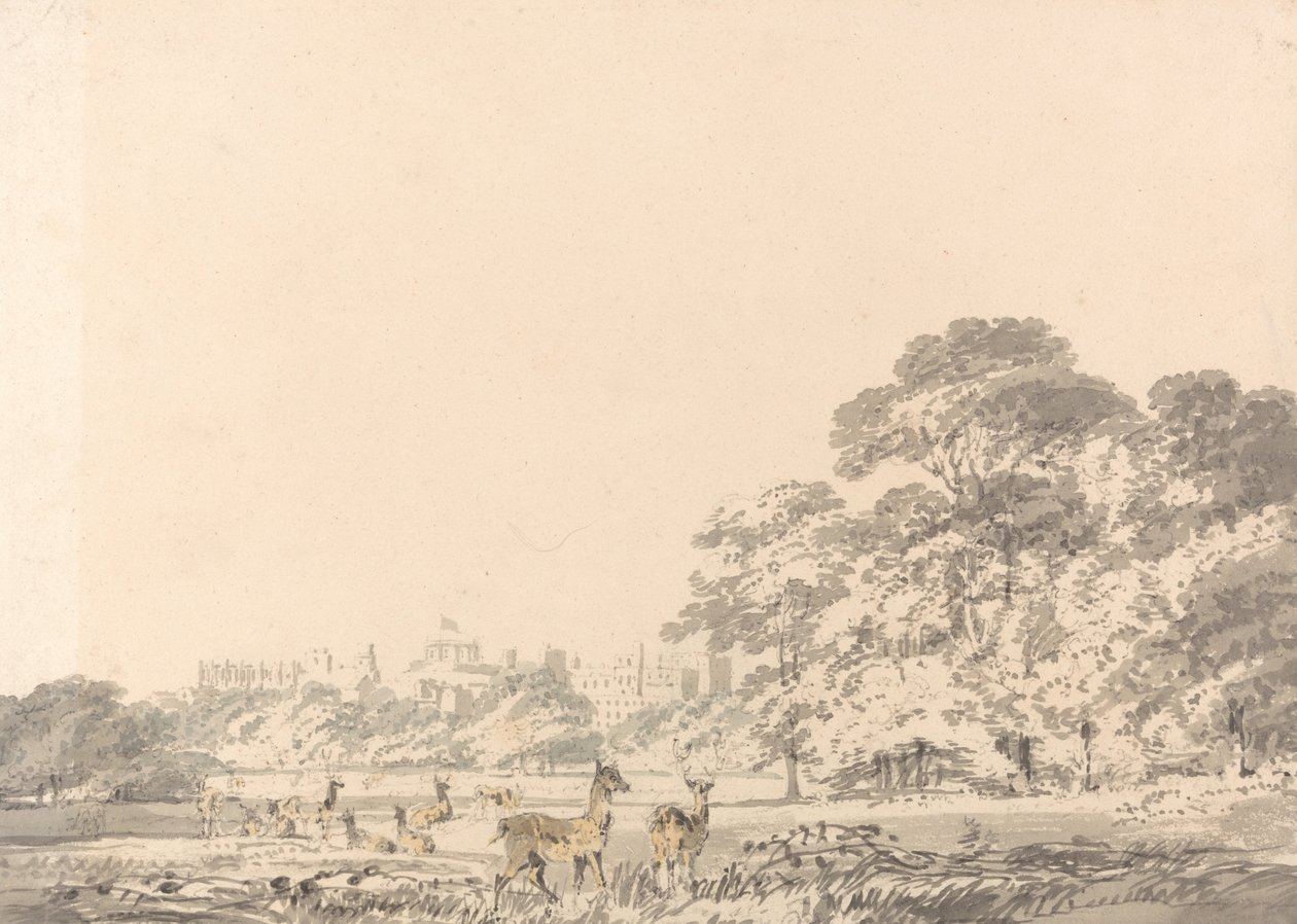 Windsorin linna ja puisto hirvieläinten kanssa tekijältä Joseph Mallord William Turner