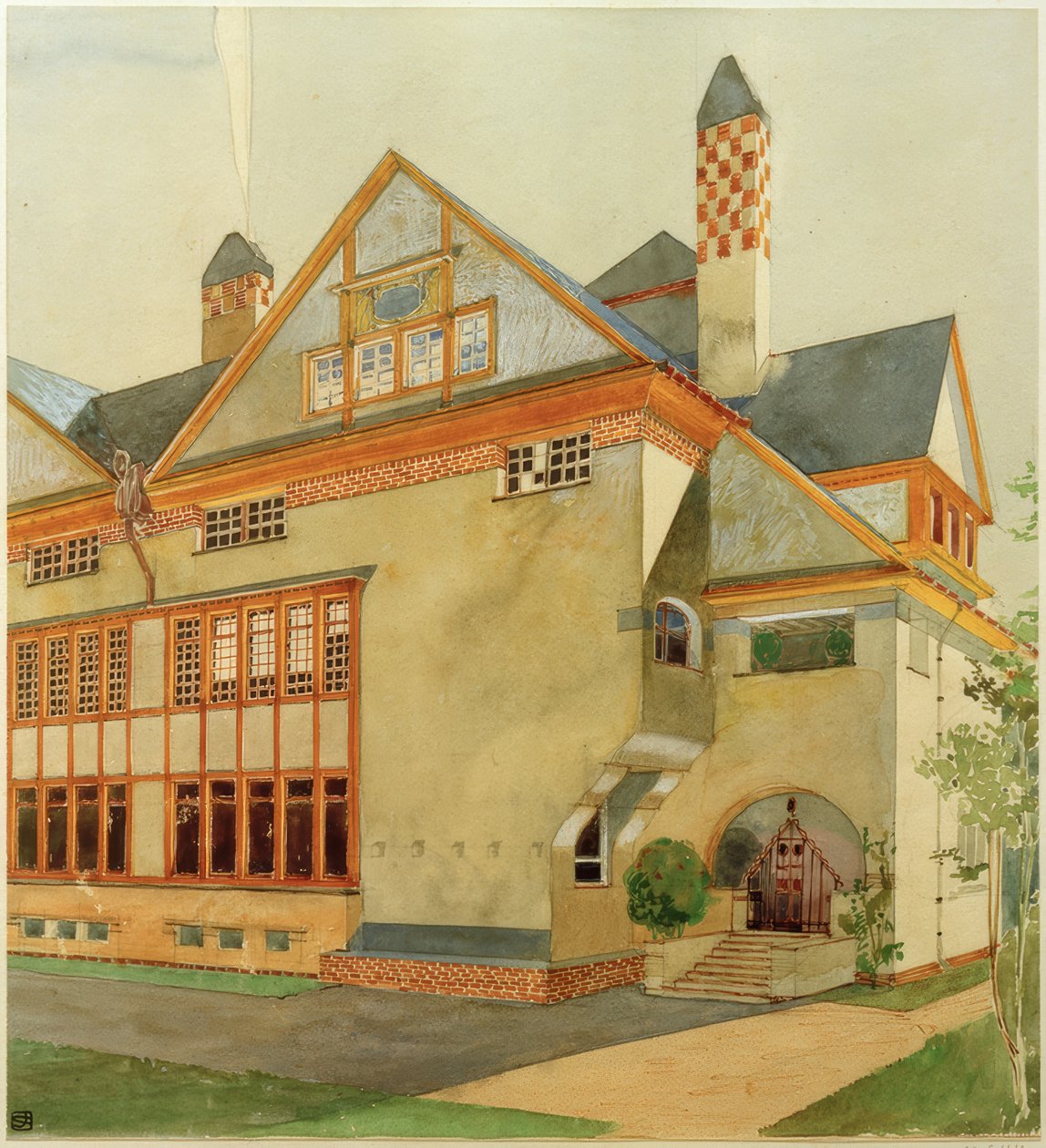 Studie zum Doppelhaus Stade tekijältä Joseph Maria Olbrich