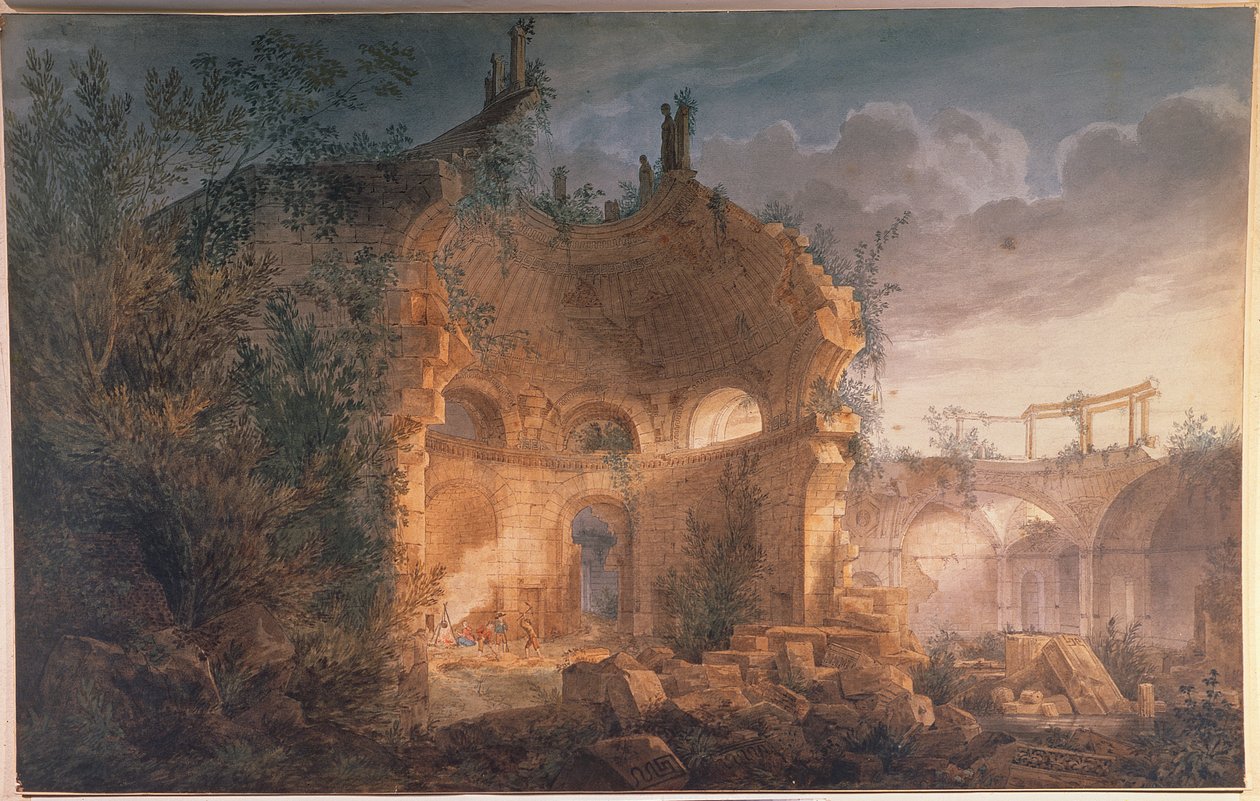 Sir John Soanen Rotunda of the Bank of England in Ruins (wc korotettu valkoisella paperilla) tekijältä Joseph Michael Gandy