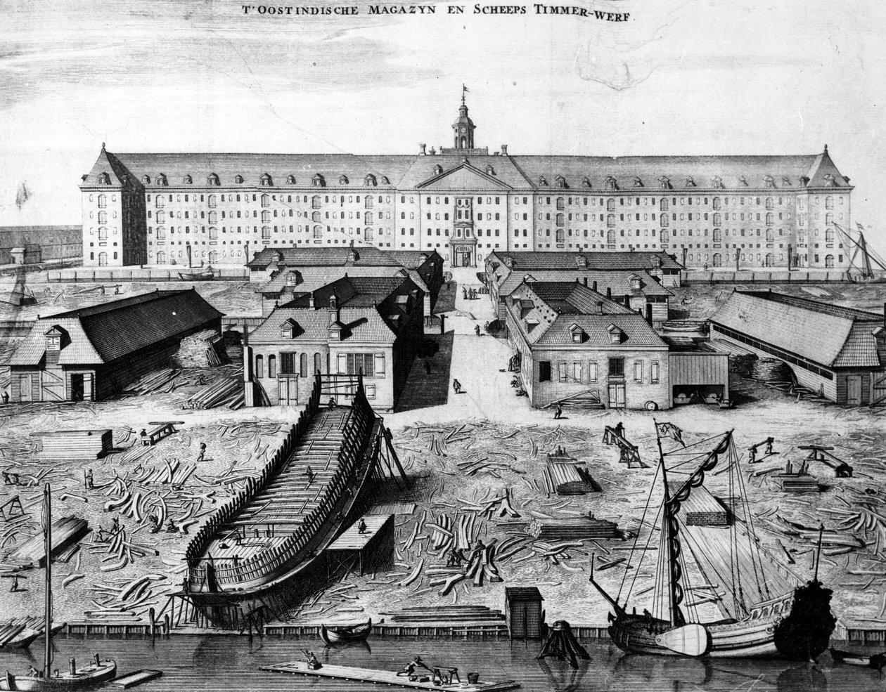 East India Company Shipyard and Warehouse Amsterdamissa, 1725 tekijältä Joseph Mulder