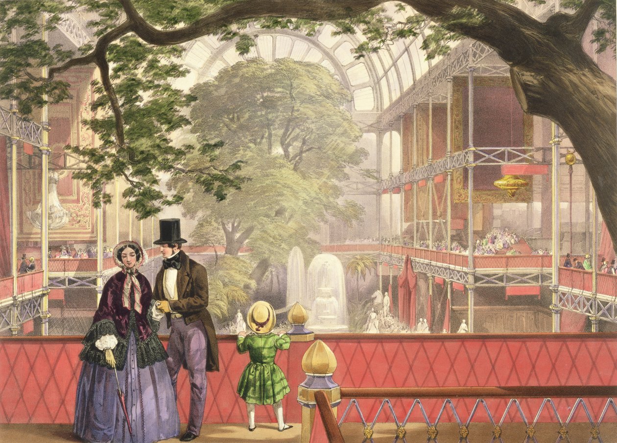 Crystal Palace, Transept from the South Gallery (värillinen litho) tekijältä Joseph Nash