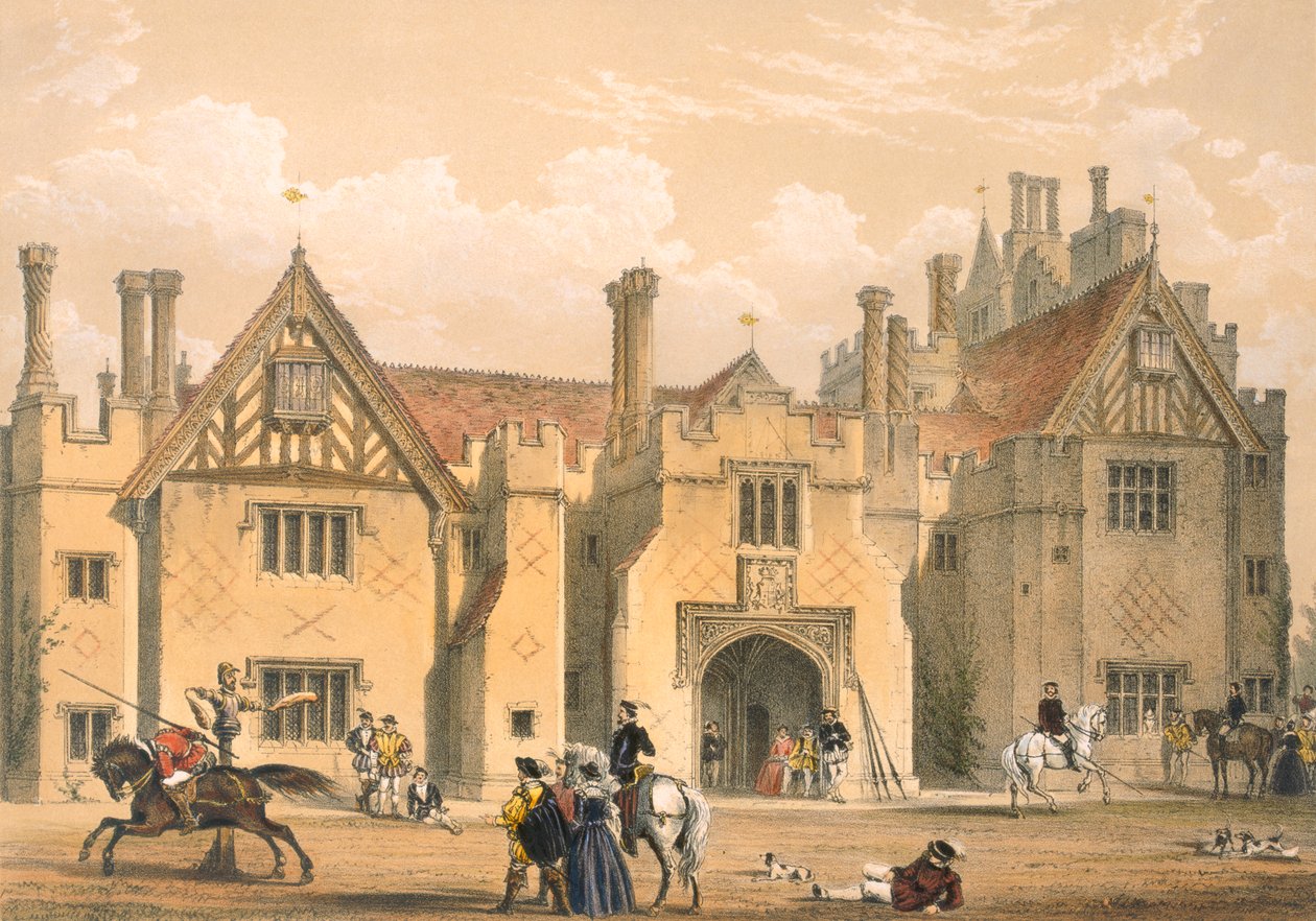Turnauskäytäntö, Compton Wynyates, Warwick, 1600-luvun puoliväli, julkaisusta "Architecture of the Middle Ages", julkaistu 1838 tekijältä Joseph Nash