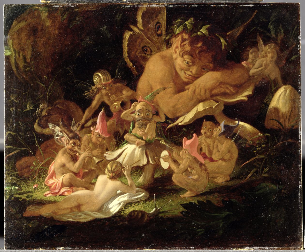 Kiekko ja keijut, elokuvasta "Kesäyön unelma", n. 1850 (öljy myllylaudalle) tekijältä Joseph Noel Paton