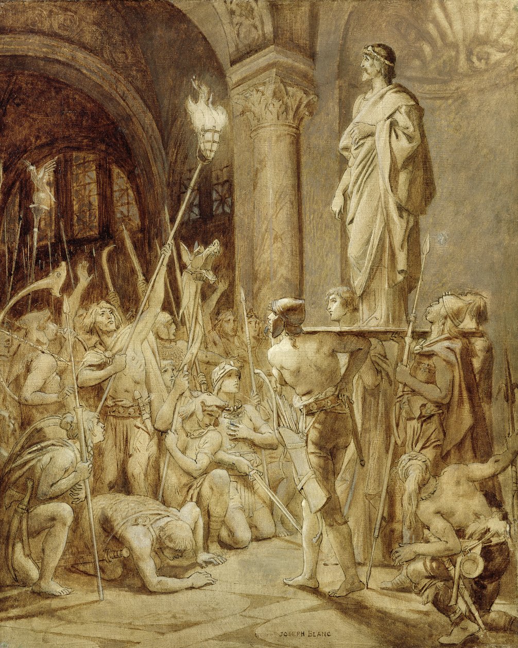 Clovis (465-511) kantoi kilpellään tekijältä Joseph Paul Blanc