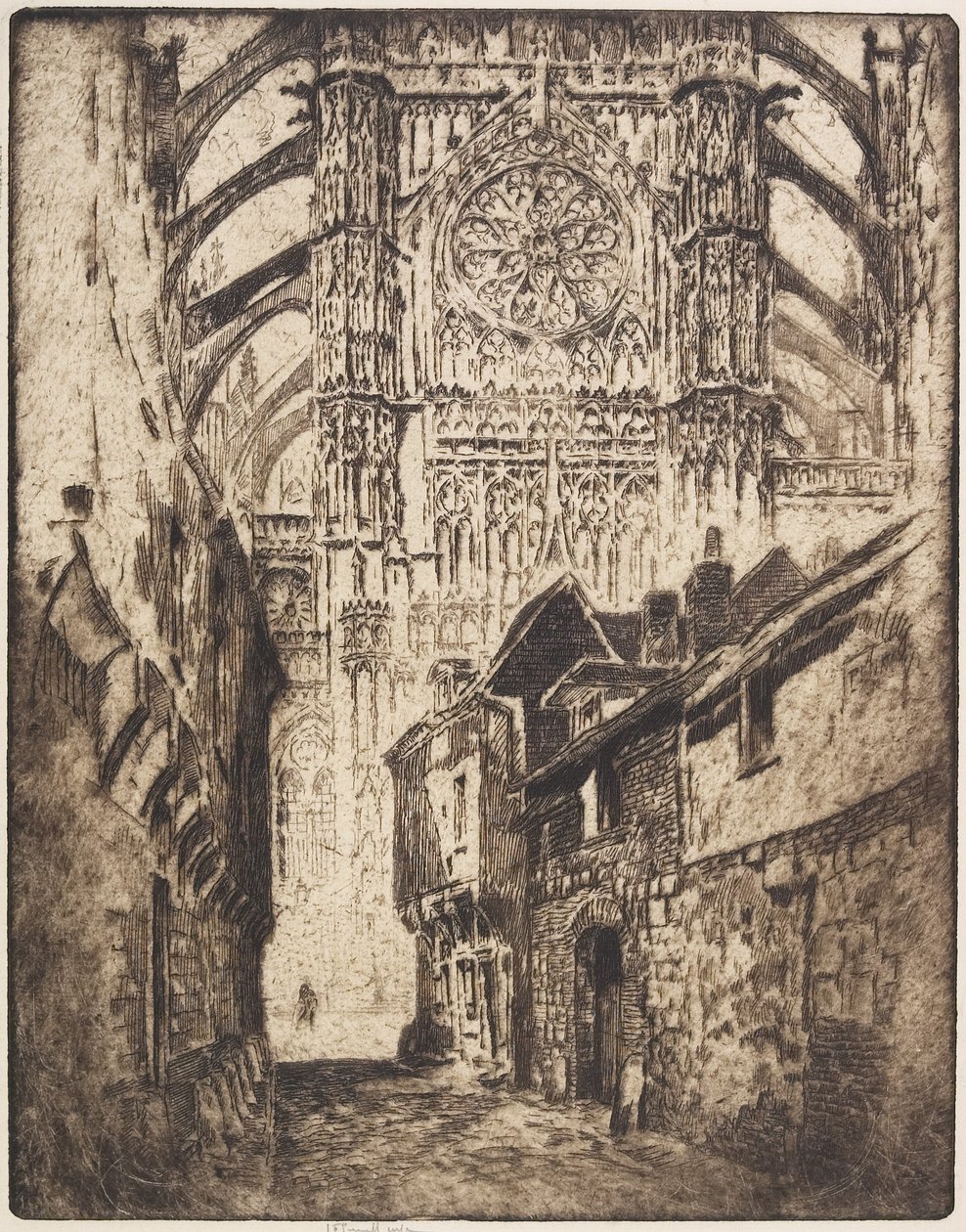 Ruusuikkuna, Beauvais, 1907 tekijältä Joseph Pennell