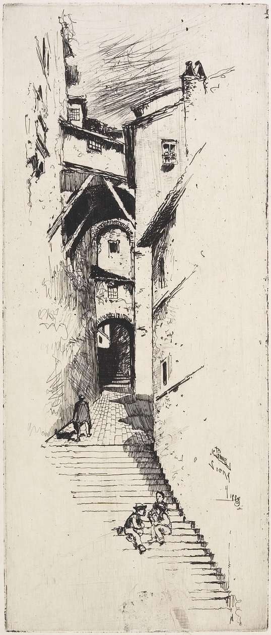 Street of Stairs, Siena, 1883 tekijältä Joseph Pennell