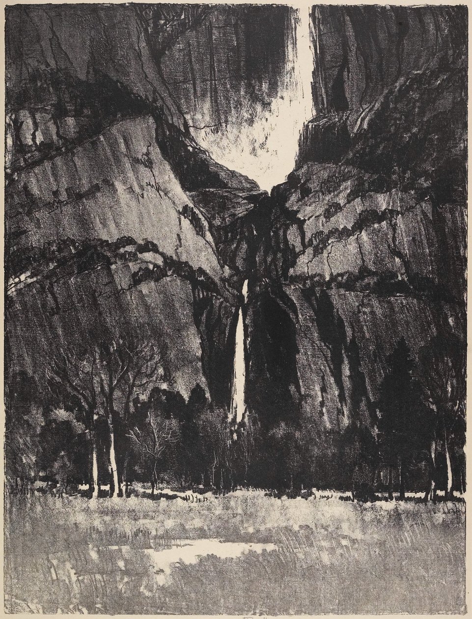 The Lower Falls, Yosemite, 1912 tekijältä Joseph Pennell