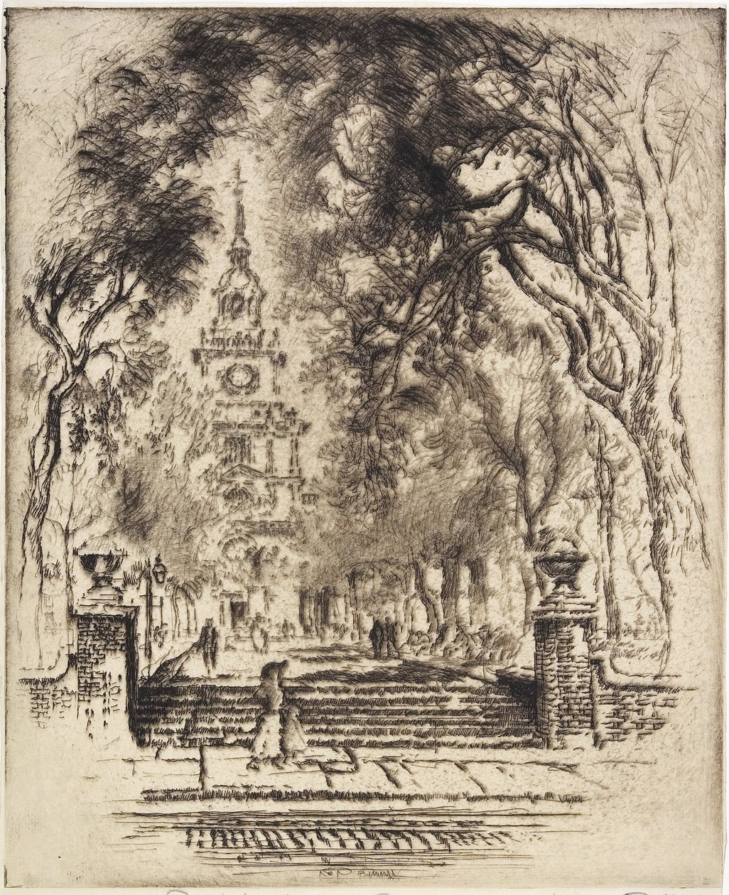 The Square, Independence Square, Philadelphia, 1920 tekijältä Joseph Pennell