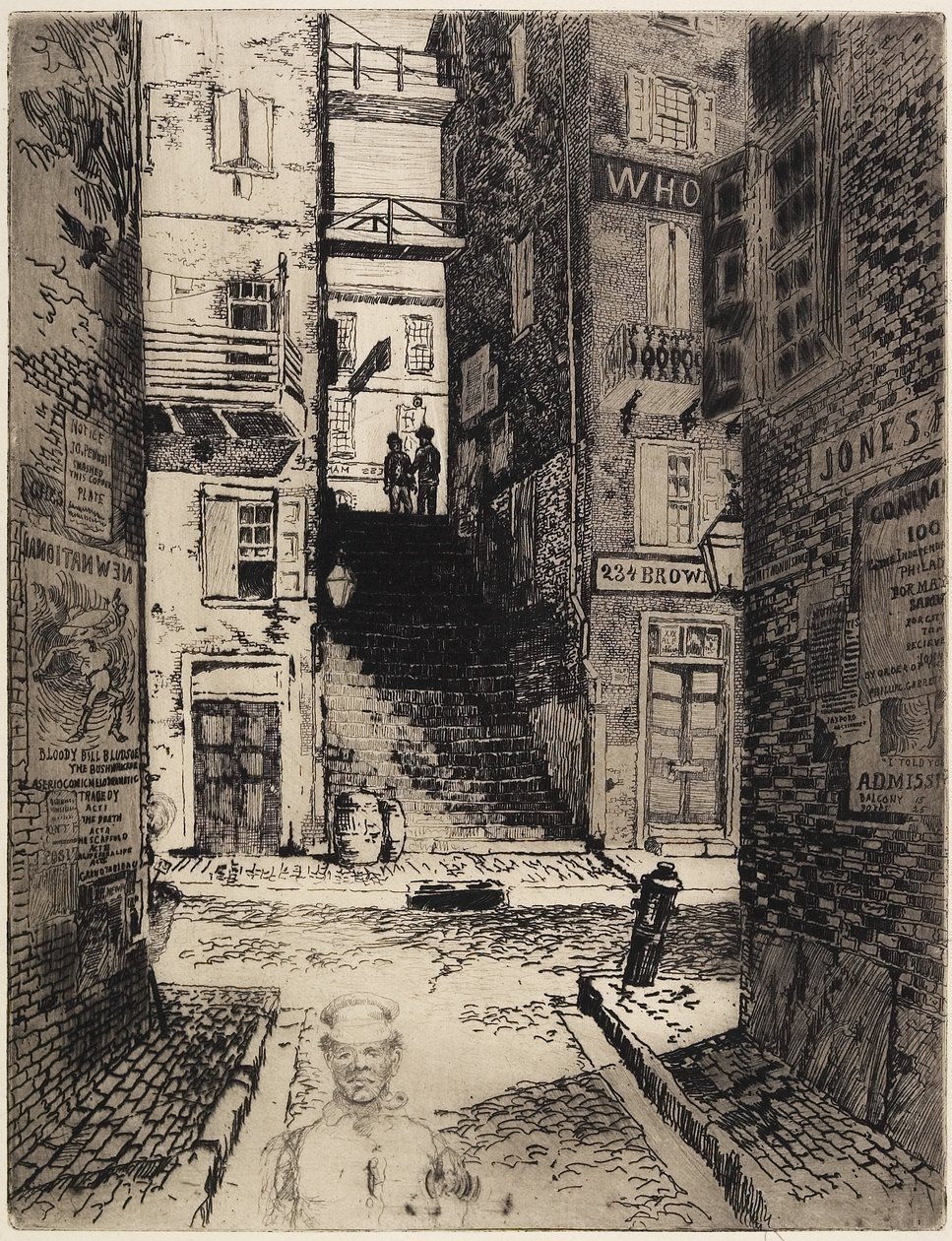 Water Street Stairs, katse ylös, 1881 tekijältä Joseph Pennell