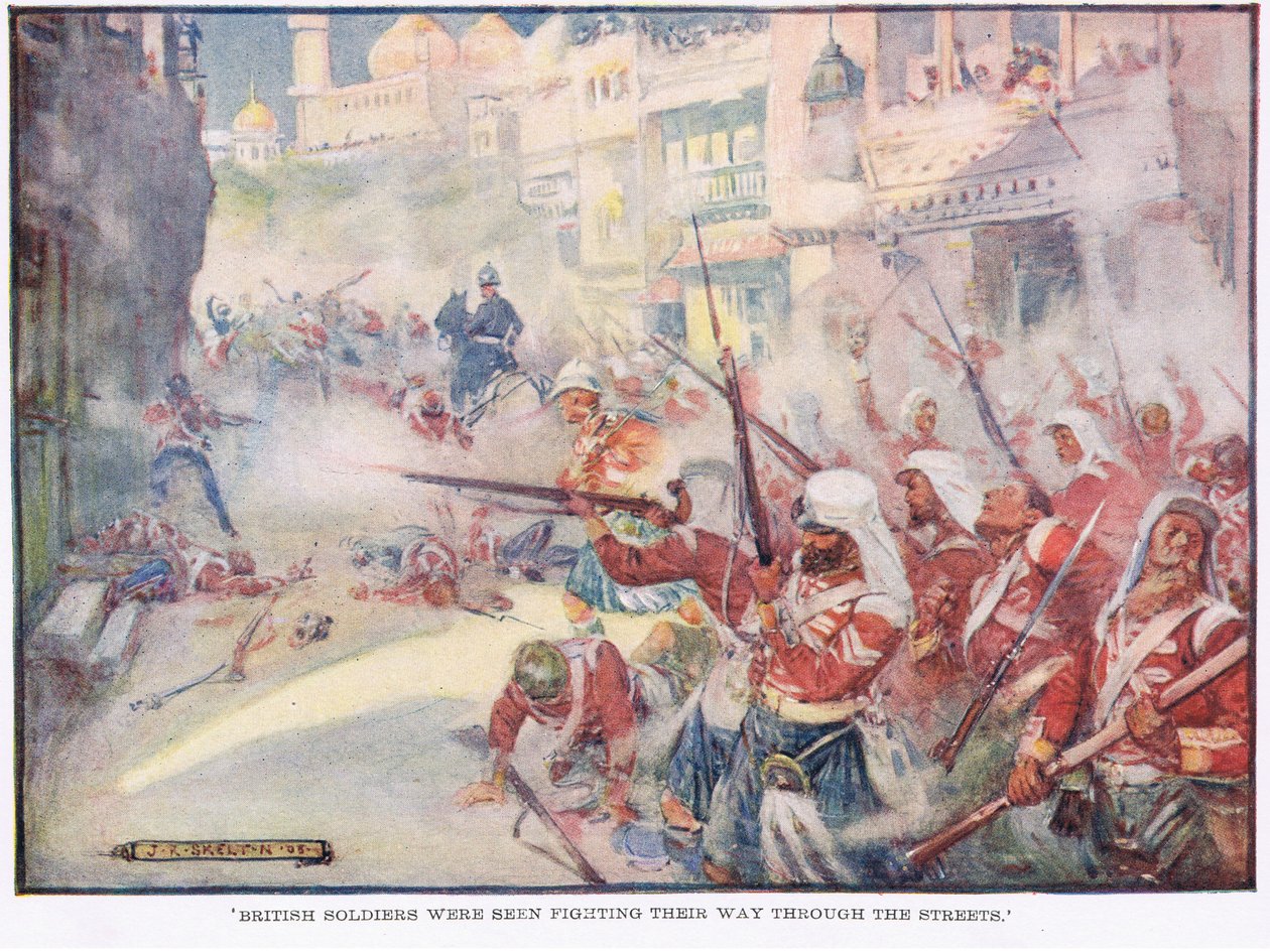 Brittiläiset sotilaat taistelivat tiensä kaduilla tekijältä Joseph Ratcliffe Skelton