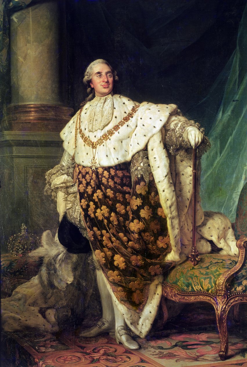 Ranskan ja Navarran kuninkaan Ludvig XVI:n (1754-1793) täyspitkä muotokuva tekijältä Joseph Siffred Duplessis