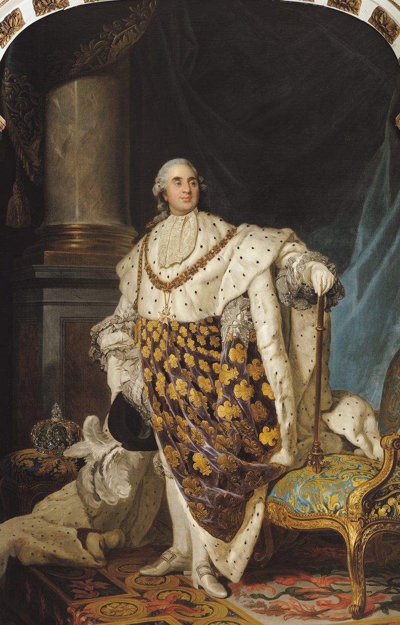 Ludvig XVI (1754-93) kruunajaispuvussa, vuoden 1774 jälkeen. tekijältä Joseph Siffred Duplessis