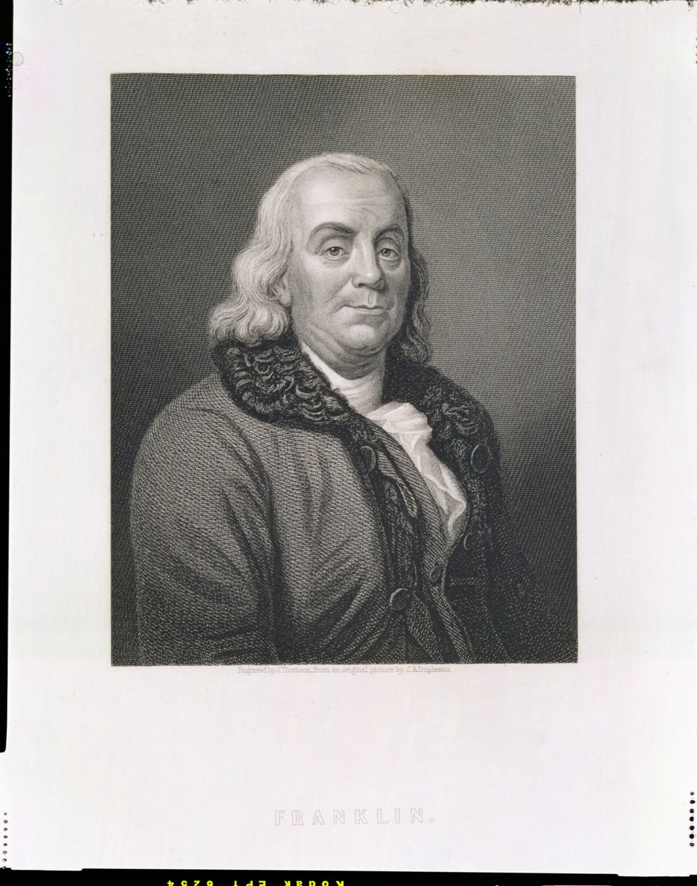 Muotokuva Benjamin Franklinista, kaiverrus J. Thomson, pub. Kirjailija: William Mackenzie tekijältä Joseph Siffred Duplessis