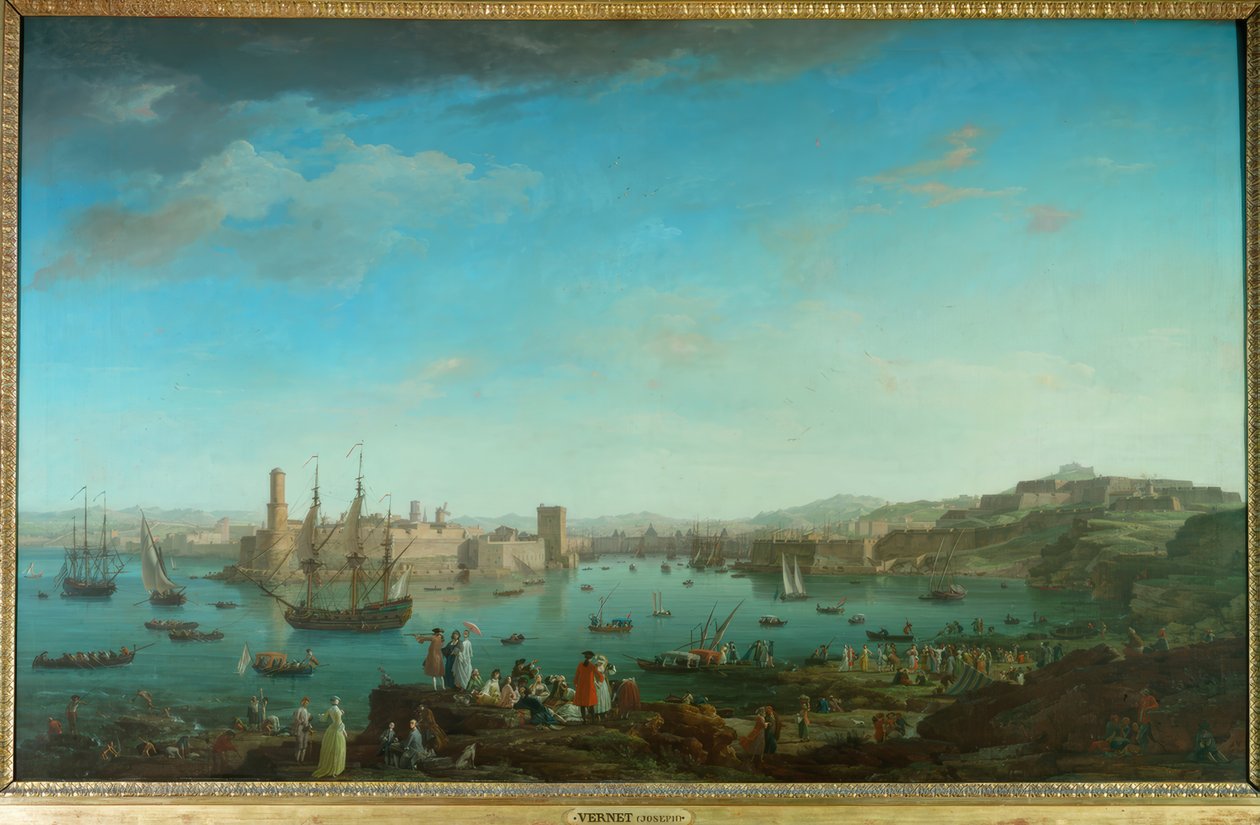 Marseillen sataman sisäänkäynti tekijältä Claude Joseph Vernet