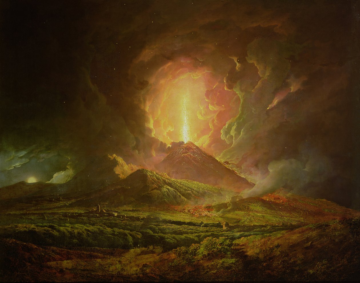Vesuviuksen purkaus, nähtynä Porticista, n. 1774-6 tekijältä Joseph Wright of Derby