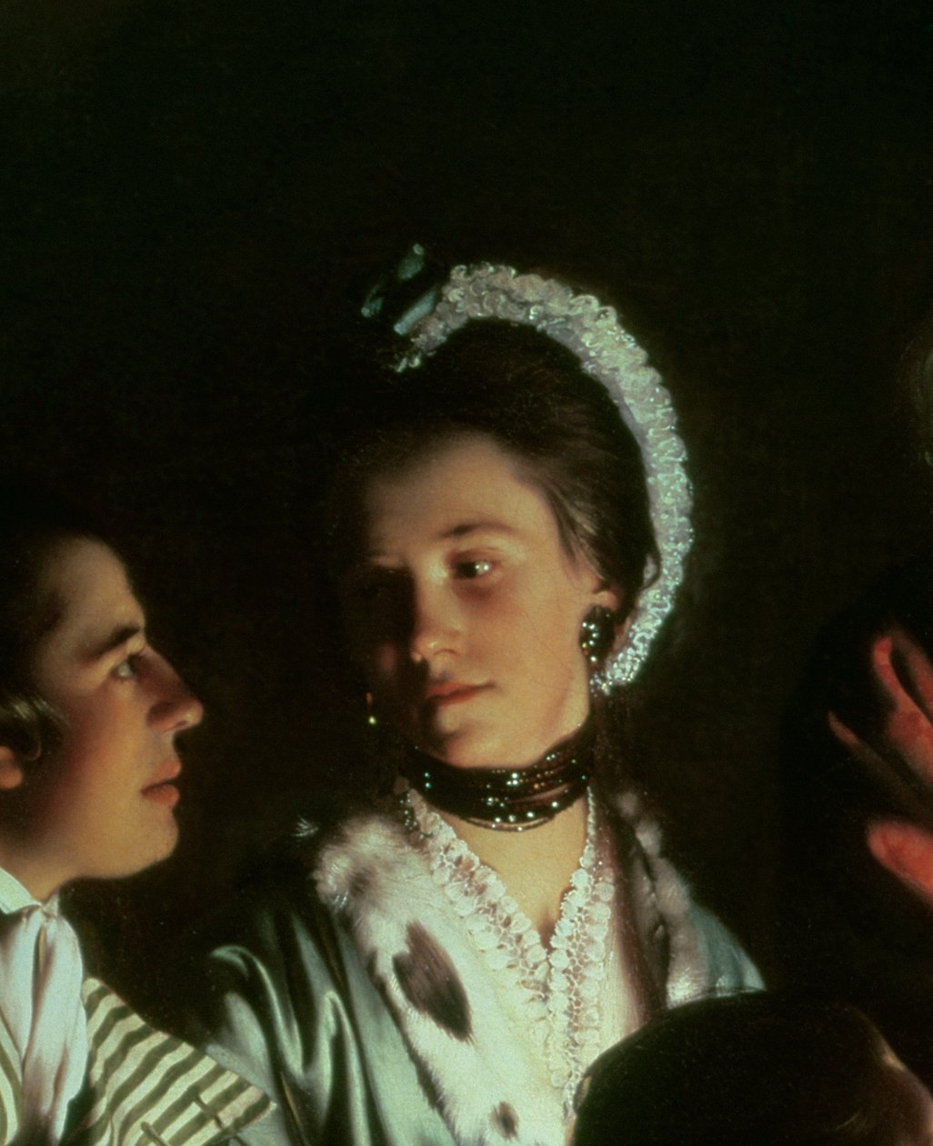 Kokeilu ilmapumpussa olevalla linnulla, 1768 (yksityiskohta 5872) tekijältä Joseph Wright of Derby