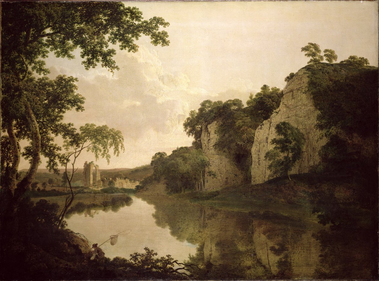 Maisema Dale Abbeyn kanssa tekijältä Joseph Wright of Derby
