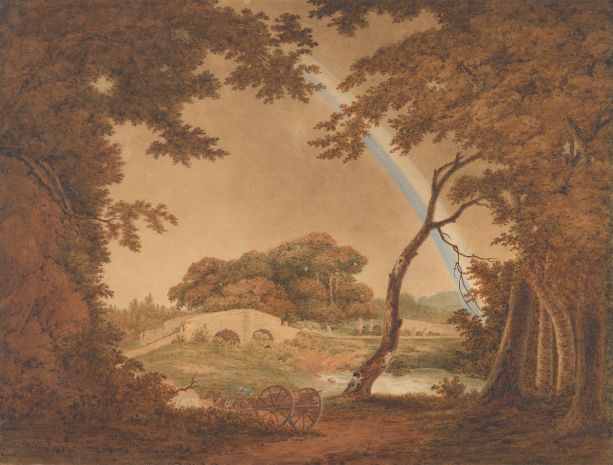 Maisema sateenkaarilla, näkymä lähellä Chesterfieldiä tekijältä Joseph Wright of Derby