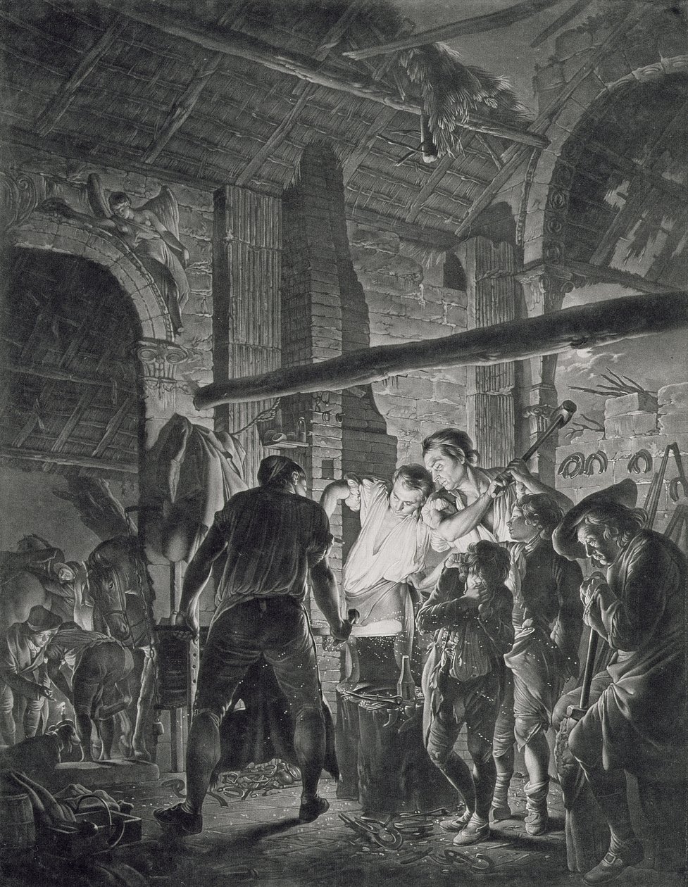 Seppäpaja, kaiverrus Richard Earlom (1743-1822), 1771 (mezzotint) tekijältä Joseph Wright of Derby