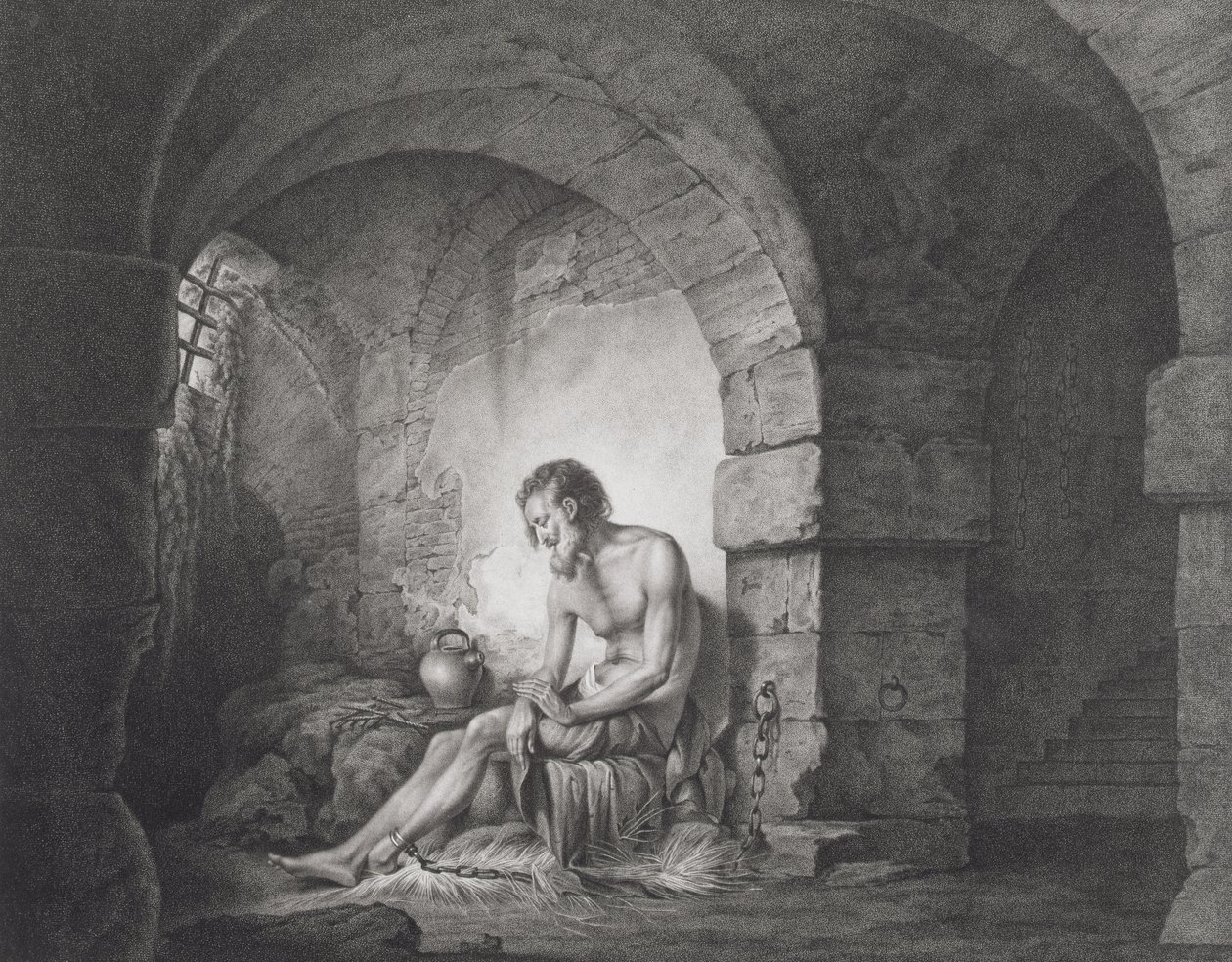 The Captive, kaiverrus Thomas Ryder (1746-1810) 1786 (pistekaiverrus) tekijältä Joseph Wright of Derby