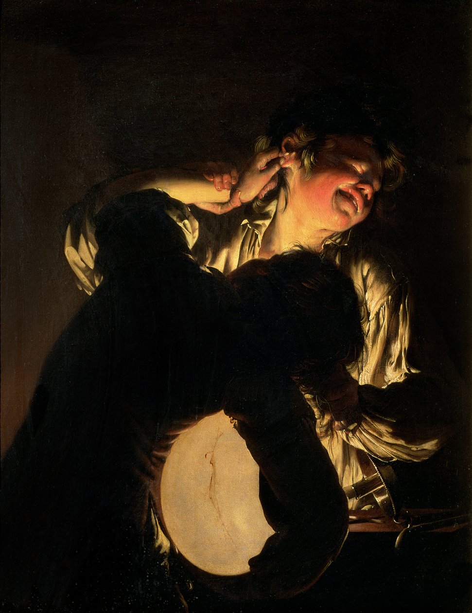 Kaksi poikaa taistelevat virtsarakosta, n. 1767-70 tekijältä Joseph Wright of Derby