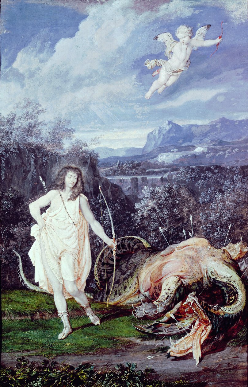 Ludvig XIV (1638-1715) Apollona, Pythonin tappajana tekijältä Joseph Werner