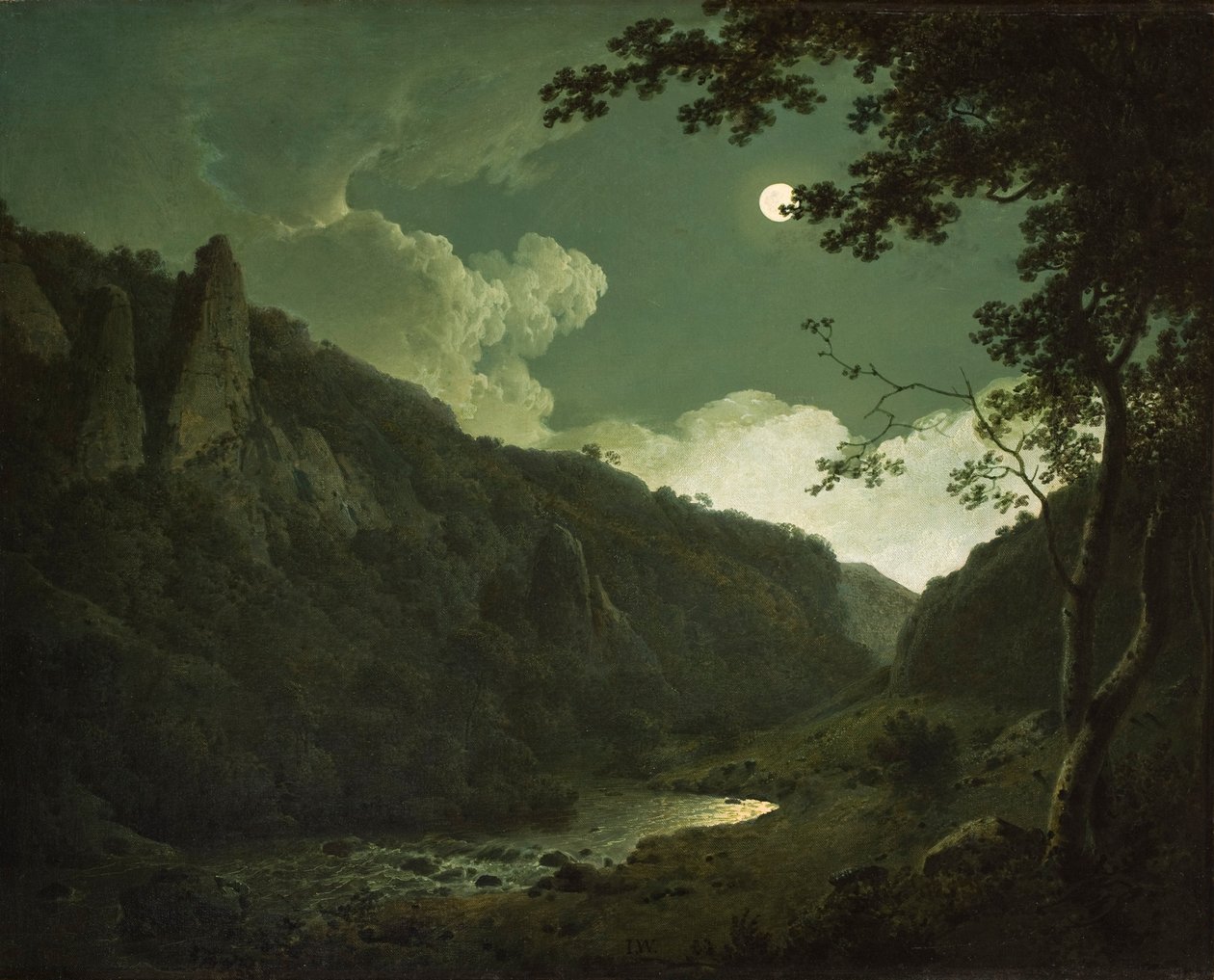 Dovedale kuunvalossa, n.1784-85 tekijältä Joseph Wright of Derby