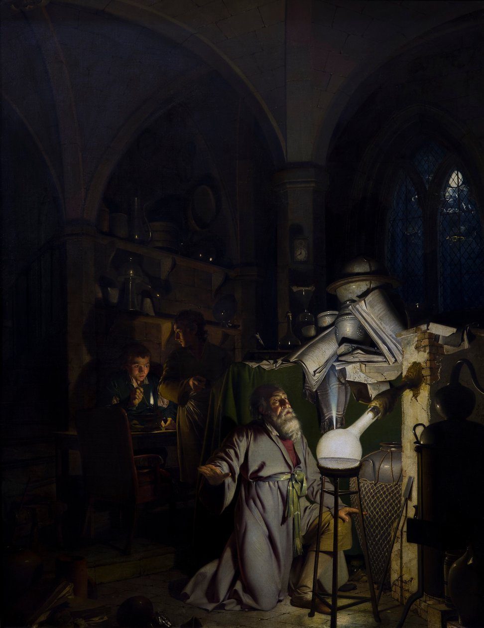 Alkemistit etsivät filosofeja tekijältä Joseph Wright of Derby