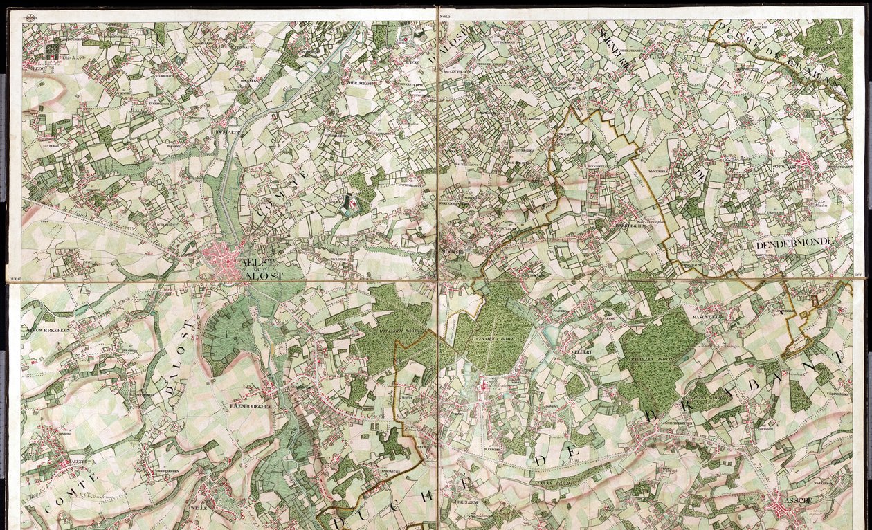 Kartta Aelst ou Alost - Aalst, Belgia tekijältä Joseph de Ferraris