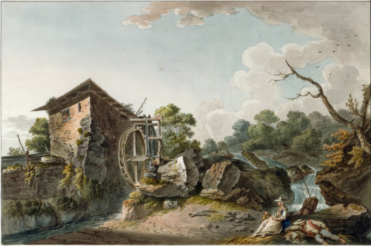 Ansicht der oberen Mühle bei Montreux von Joseph-Emmanuel Curty