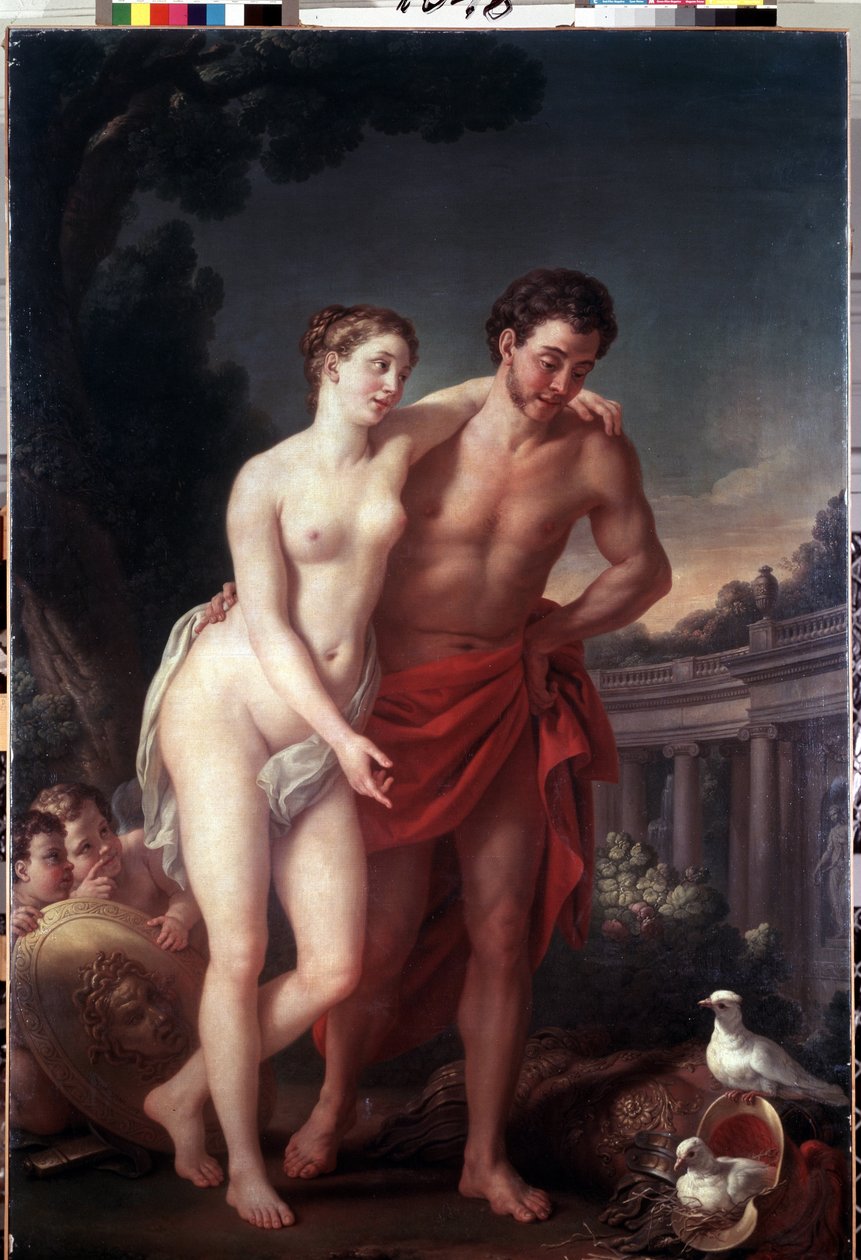 Venus ja Mars (Venus ja Mars). Joseph Marie Vienin (1716-1809) maalaus. Öljy kankaalle, 225 x 151 cm tekijältä Joseph Marie the Elder Vien