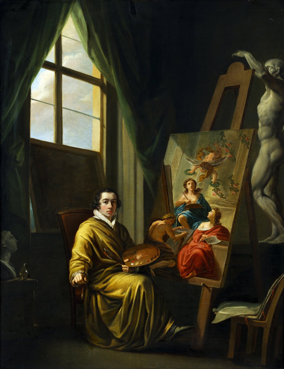 Omakuva hänen studiossaan, 1808-1810. tekijältä Joseph Abel
