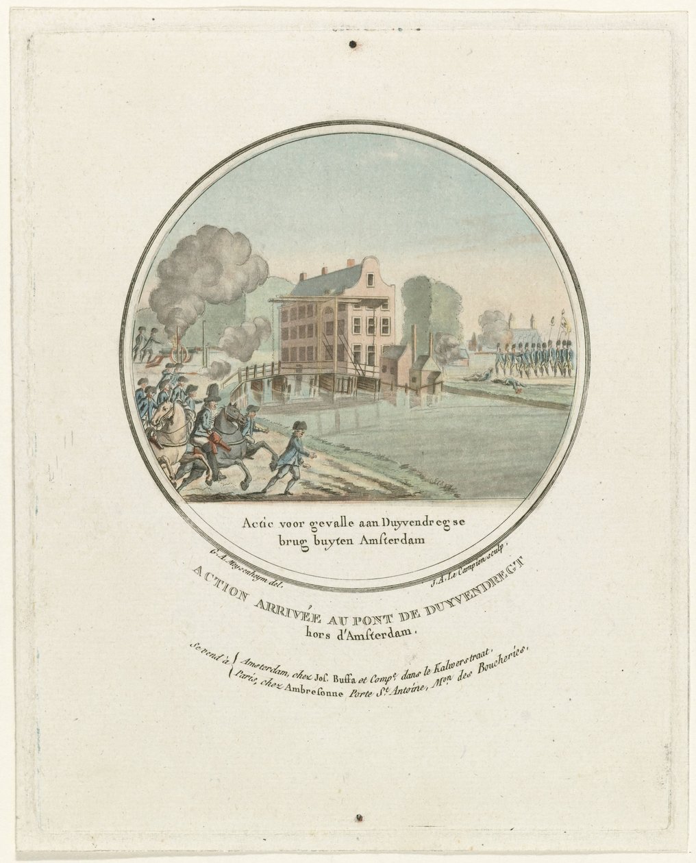 Hyökkäys Duivendrechtin sillalle, 1787 Action for Gevalle aan Duyvendregse brug buyten Amsterdam / Action arrivée au pont de Duyvendregt hors d
