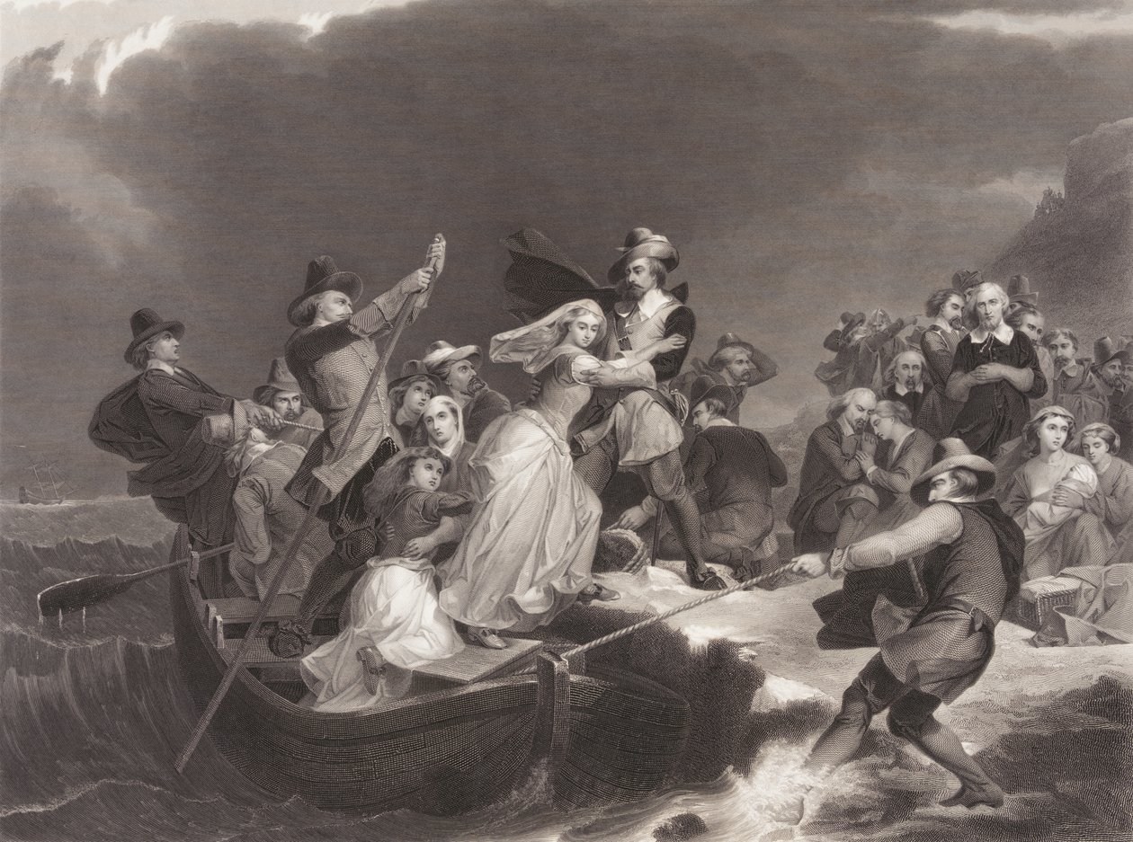 Pyhiinvaeltajat laskeutuivat Plymouth Rockiin vuonna 1620 tekijältä Joseph Andrews