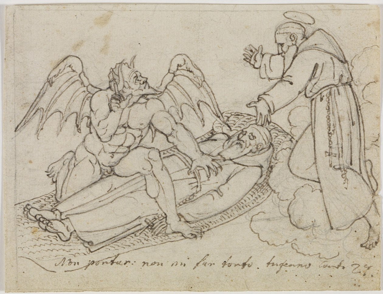Luonnos Guido da Montefeltrosta (Dante, Inferno, 27. laulu) tekijältä Joseph Anton Koch