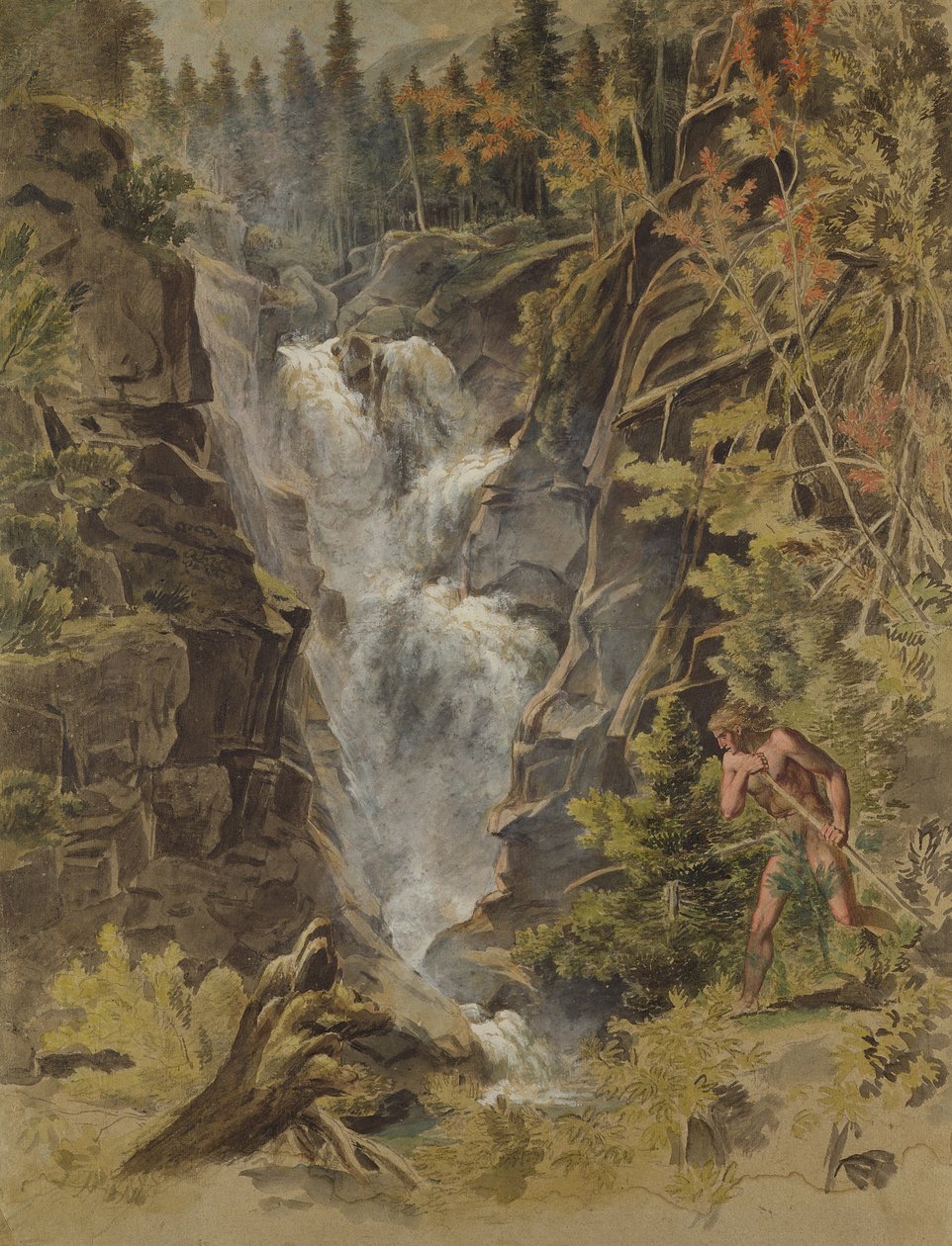 Reichensbachin putoukset Meiringenissä, 1792-93 (katso myös 141497) tekijältä Joseph Anton Koch