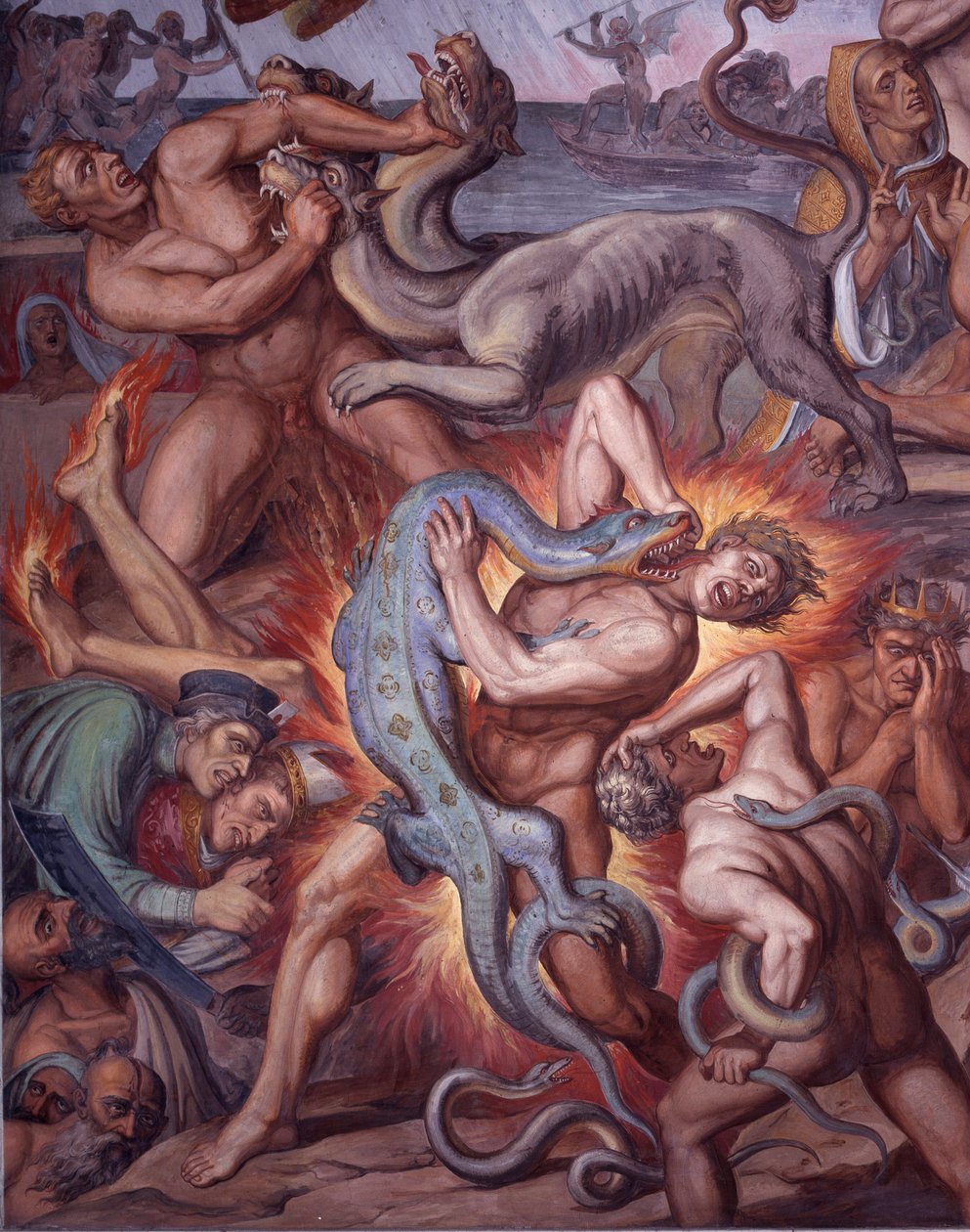 Helvetti Danten jumalallisesta komediasta - Yksityiskohta - Fresco tekijältä Joseph Anton Koch