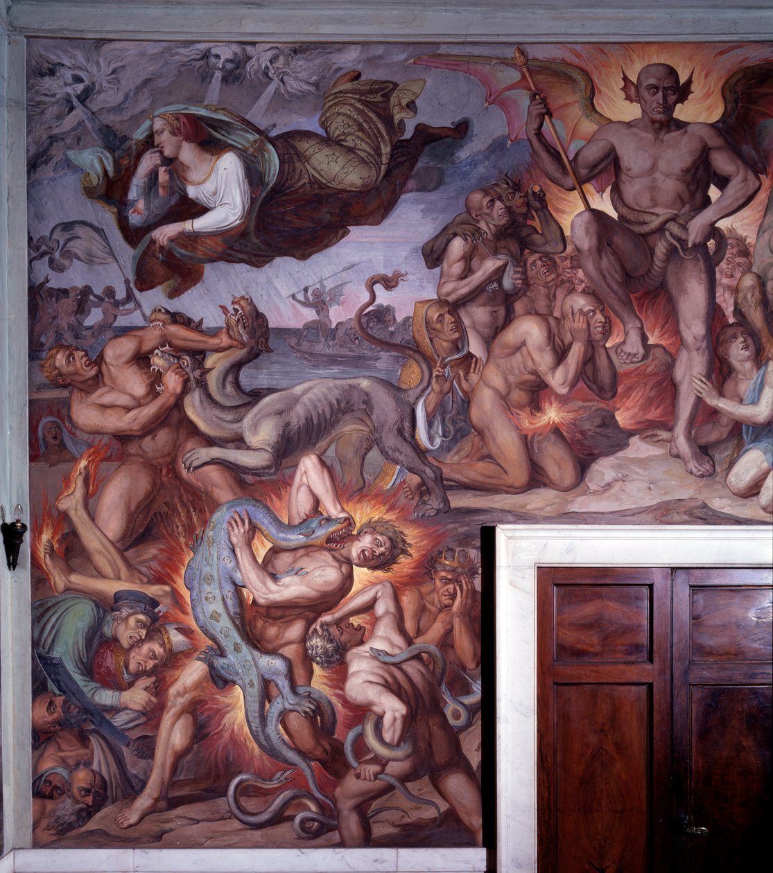 Helvetti Danten jumalallisesta komediasta - Yksityiskohta - Fresco tekijältä Joseph Anton Koch