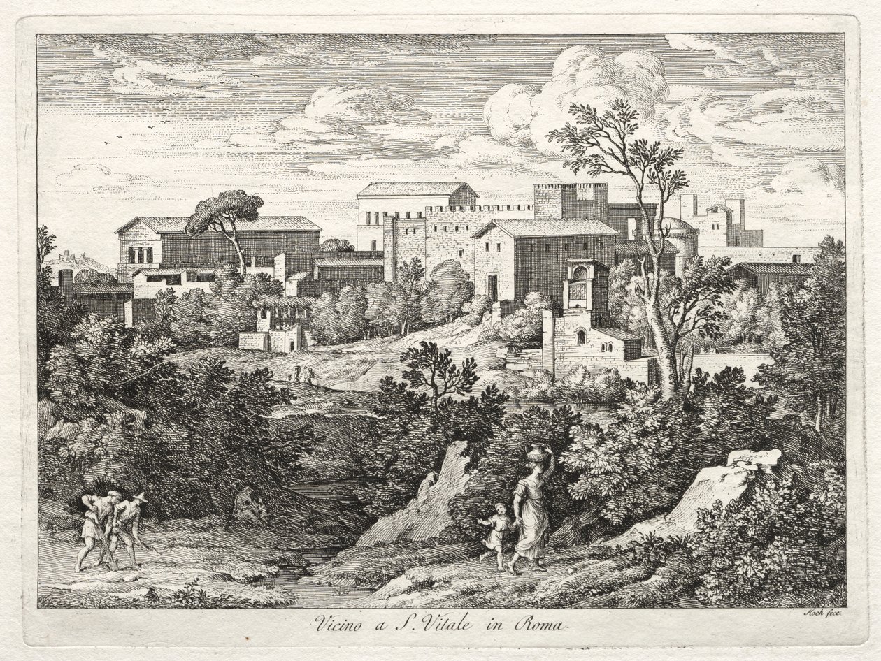Näkymä San Vitale, Rooma, n. 1810. tekijältä Joseph Anton Koch