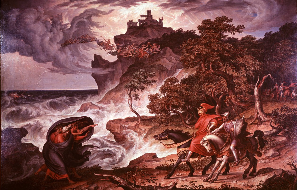 Macbeth ja noidat, 1835 tekijältä Joseph Anton Kock
