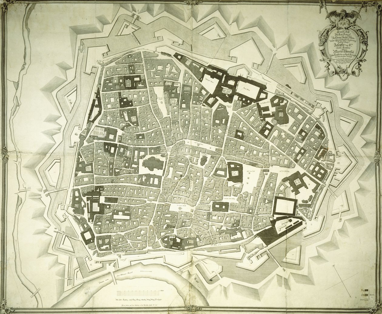 Kaiverrettu Wienin suunnitelma, 1770 tekijältä Joseph Anton Nagel