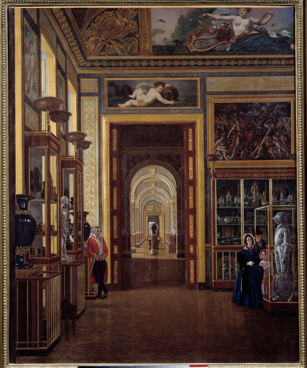 Louvren koruhuone ja Charles X -huoneiden enfiladi. Joseph Augusten maalaus (1800-luku) tekijältä Joseph Auguste