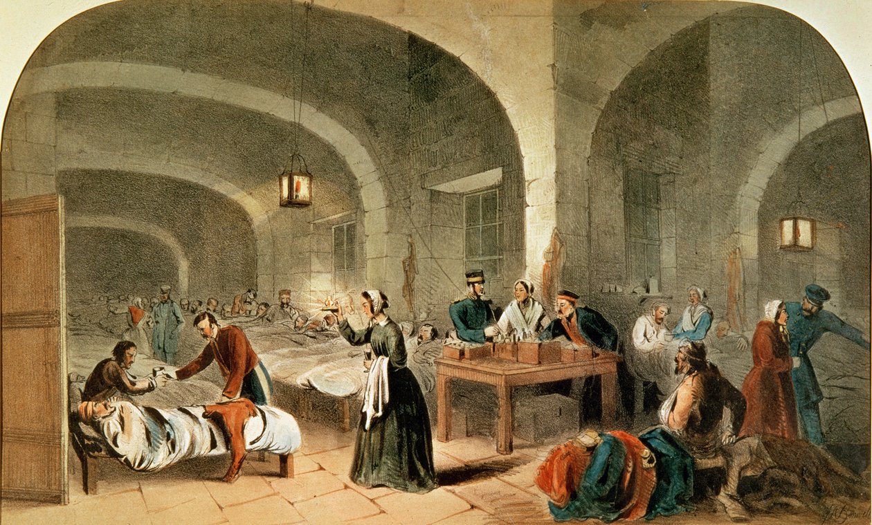 Luonnos Scutarin sairaalan osastosta, n. 1856 tekijältä Joseph Austin Benwell