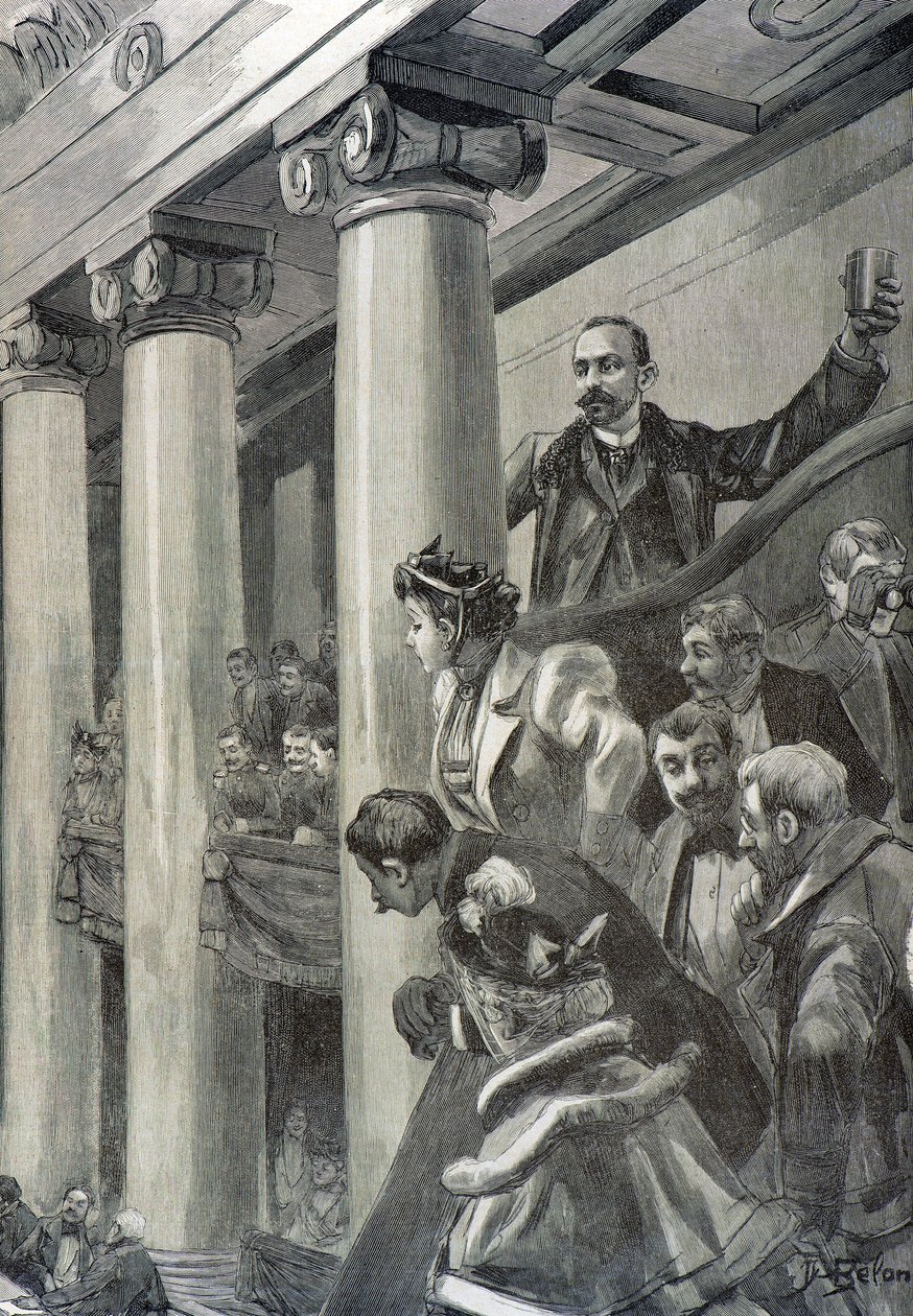 Anarkisti Auguste Vaillant heittää pomminsa - tekijältä Joseph Belon