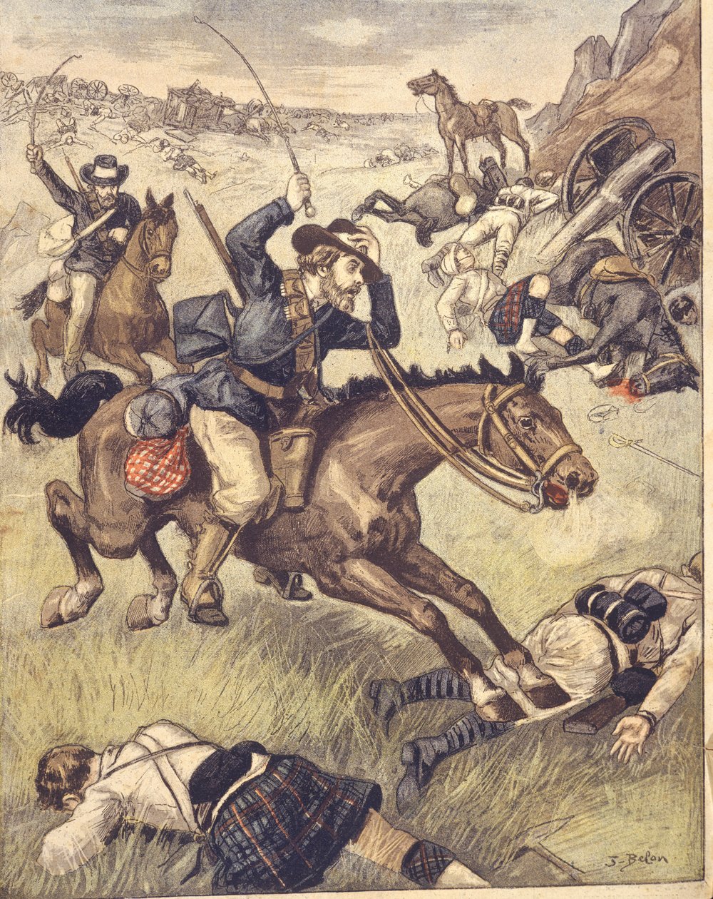 Buurikomando hyökkää brittipartioon anglo-zulujen ja anglo-buurien sotien 1850-1902 aikana, kuva tekijältä Joseph Belon