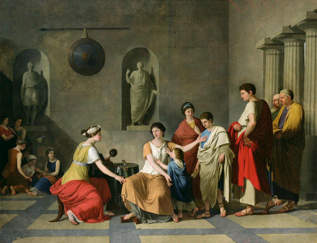 Gracchin äiti, n. 1780 (öljy kankaalle) tekijältä Joseph Benoît Suvée